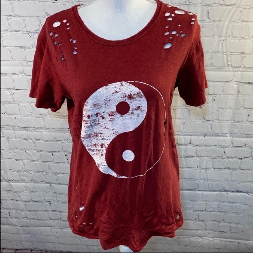 LA HEARTS T-Shirt Destroyed Yin & Yang Maroon-
Small